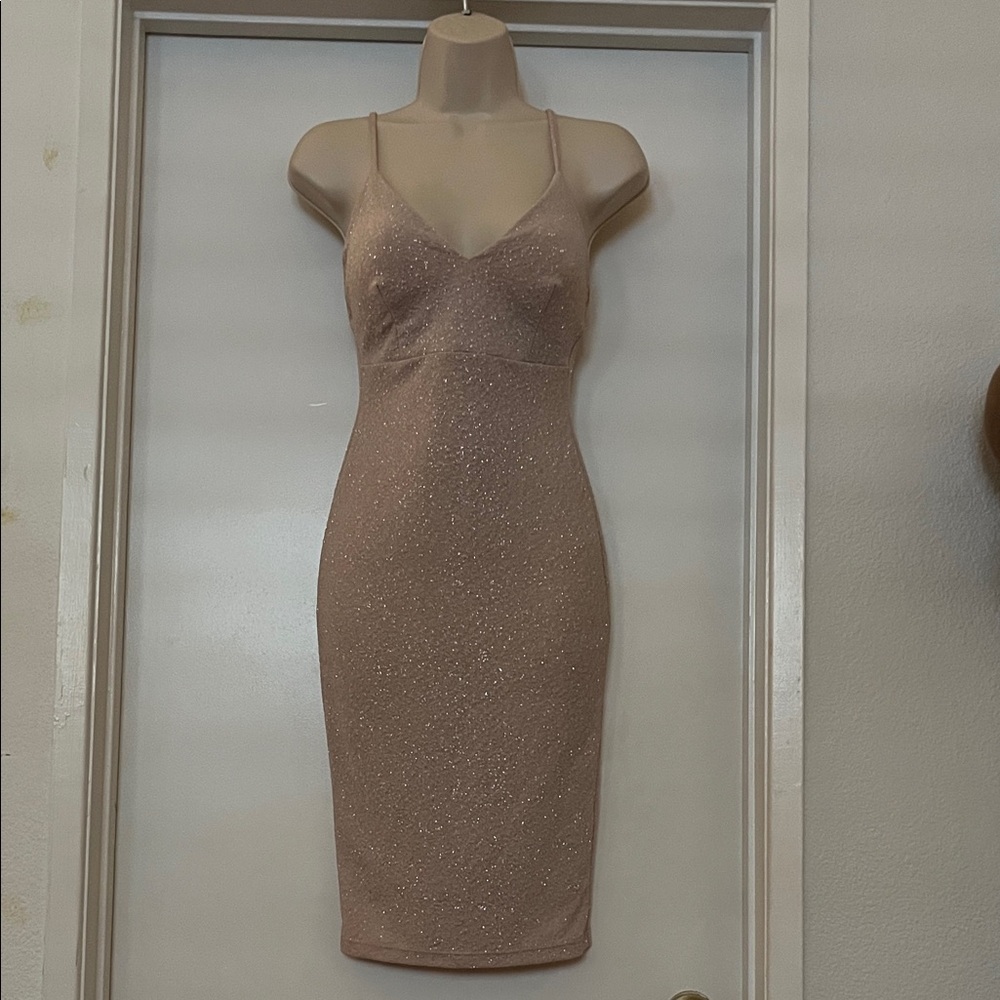 Windsor Sparkle Midi Slip Dress in Nude Blush
